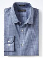 Banana Republic Mens Camden Fit Non Iron Stretch Plaid Shirt - Anchor Royal