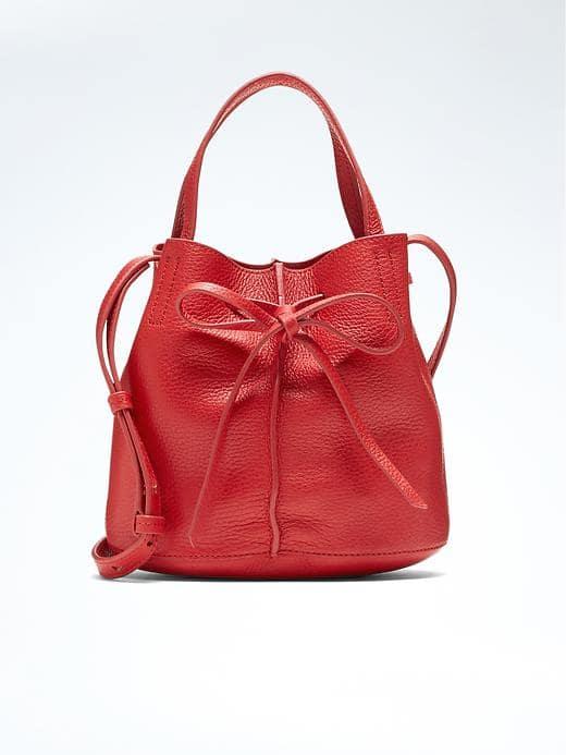 Banana Republic Italian Leather Bow Bucket Bag - Deep Red