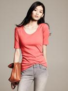 Banana Republic Elbow Sleeve Timeless Tee Size Xs - Coral Capri