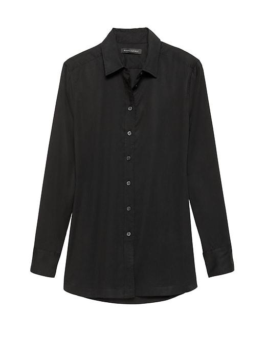 Banana Republic Womens Parker Tunic-fit Tencel Shirt Black Size Xs