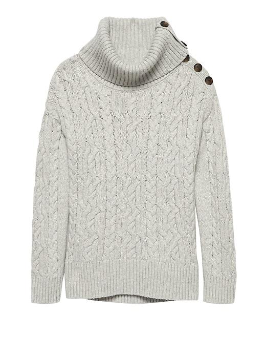Banana Republic Womens Chunky Cable-knit Turtleneck Sweater Gray Size S