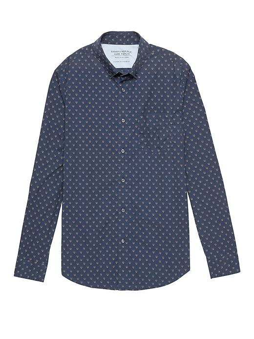 Banana Republic Mens Camden Standard-fit Luxe Poplin Fox Print Shirt Owl & Fox Size L