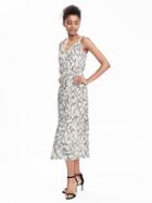 Banana Republic Womens Sketched Floral Pleated Midi Dress Size 0 Petite - Dark Charcoal