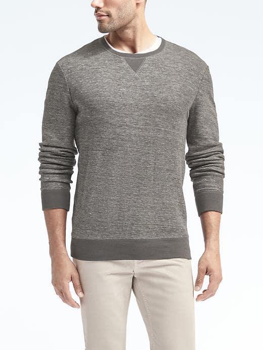 Banana Republic Mens Cotton Linen Crew Pullover - Gray