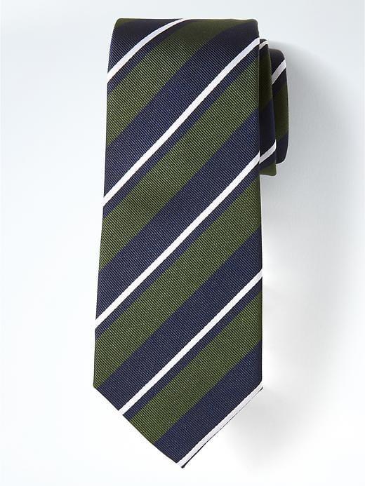 Banana Republic Mens Classic Stripe Silk Nanotex Tie - Heritage Green