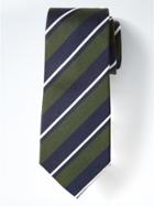 Banana Republic Mens Classic Stripe Silk Nanotex Tie - Heritage Green