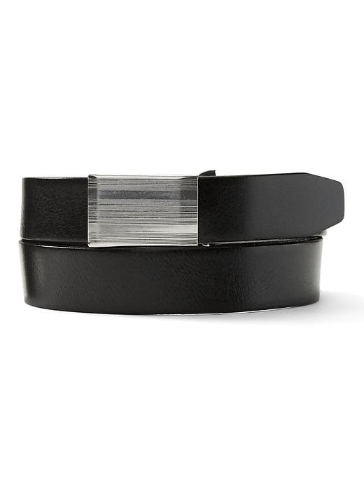 Banana Republic Mens Plaque Buckle Leather Dress Belt Black Size 42