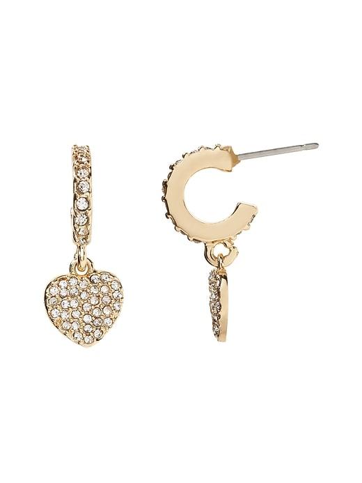 Banana Republic Womens Pave Heart Mini Hoop Earring Gold Size One Size