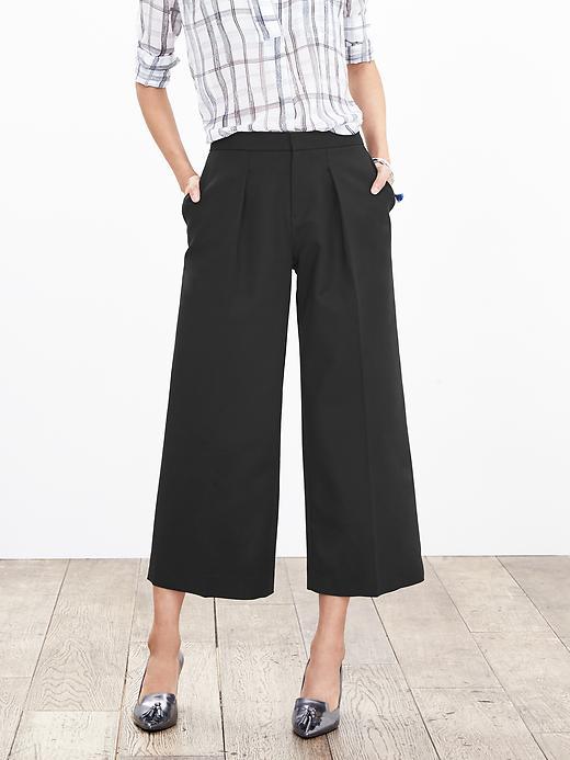 Banana Republic Womens Pleated Wide Leg Crop Size 0 Regular - Black