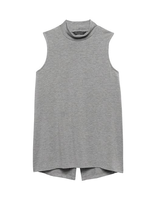 Banana Republic Womens Life In Motion Ultra-soft Modal Split-back Mock Neck Top Heather Gray Size Xxl