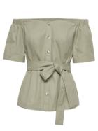 Banana Republic Womens Off-the-shoulder Top With Removable Belt Sage Size 10