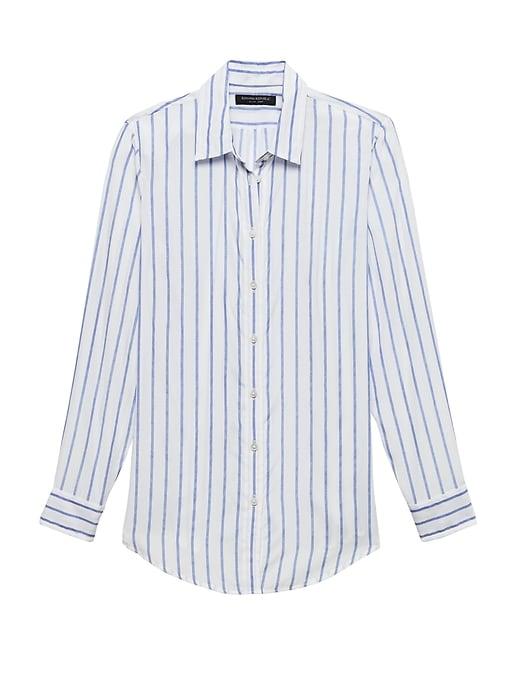 Banana Republic Womens Dillon Classic-fit Stripe Shirt White Size S