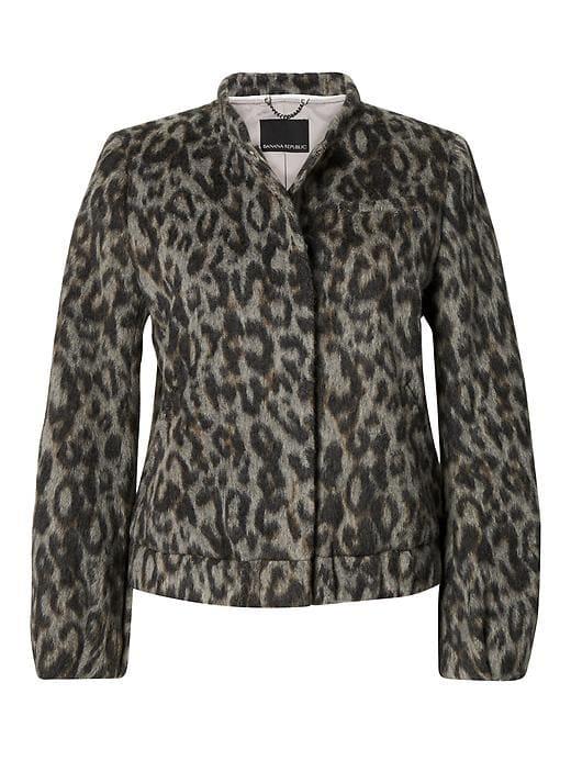 Banana Republic Womens Wool-blend Animal Bomber Gray Size Xs