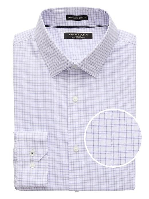 Banana Republic Mens Camden Standard-fit Non-iron Check Shirt Lilac Blush Size L