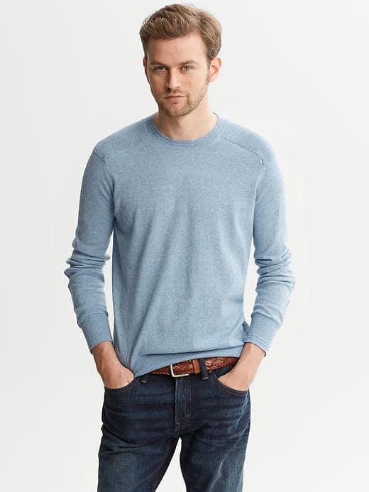 Banana Republic Heritage Shoulder Patch Sweater - North Beach Blue
