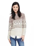 Banana Republic Womens Blocked Fair Isle Crew Pullover Size L - Tan