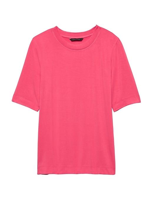 Banana Republic Womens Soft Stretch Elbow-sleeve T-shirt Fuschia Size S