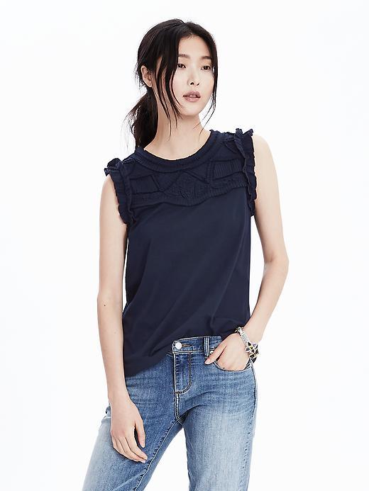 Banana Republic Womens Sleeveless Embellished Top Size M - Preppy Navy