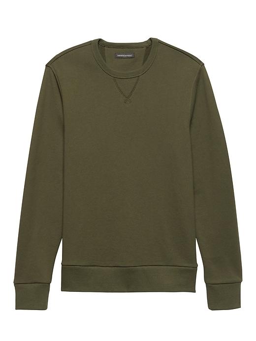 Banana Republic Mens French Terry Long-sleeve Crew-neck Sweatshirt Military Green Size M