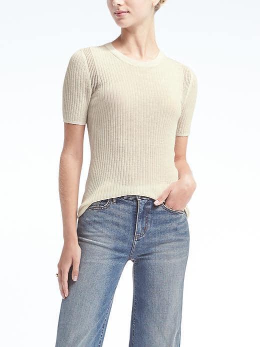 Banana Republic Womens Merino Rib Tee - Cocoon