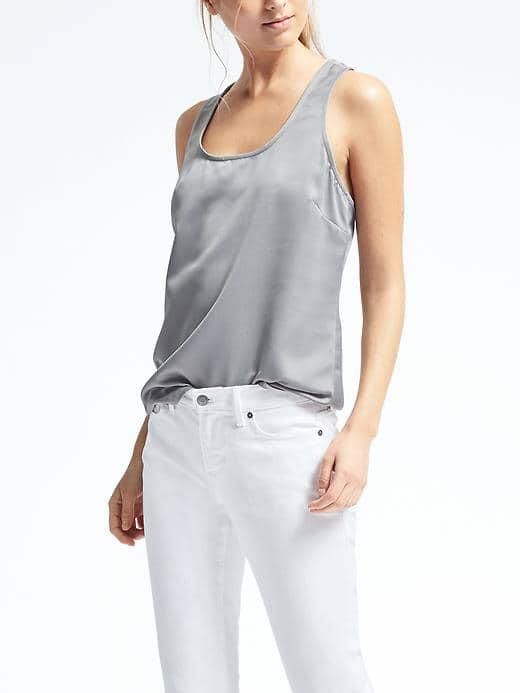 Banana Republic Easy Care Crepe Scoopneck Tank - Dark Fog