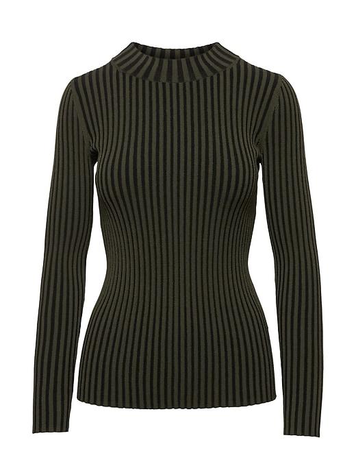 Banana Republic Womens Fitted Crew-neck Sweater Olive Green Size Xs