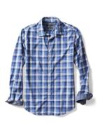 Banana Republic Mens Camden Fit Custom Wash Blue Checkered Shirt - Blue Heather