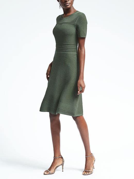 Banana Republic Womens Fit And Flare Sweater Dress - Flight Jacket