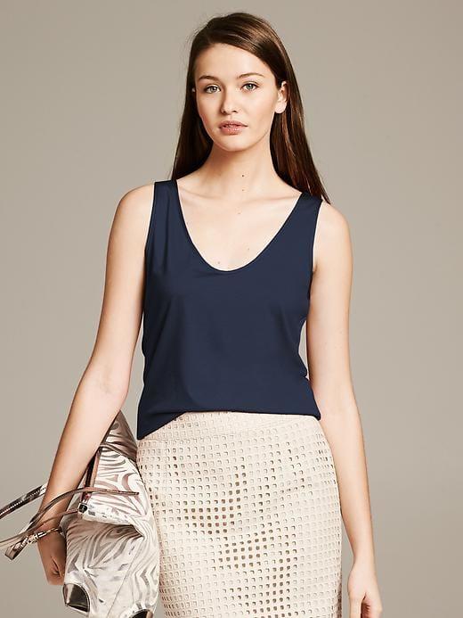 Banana Republic Womens Luxe-touch Tank Navy Size M
