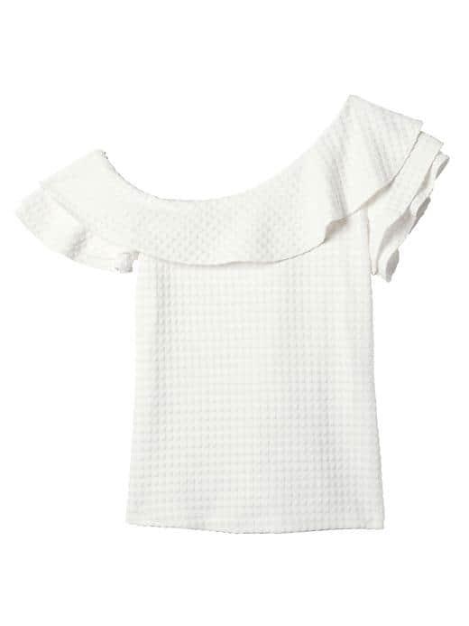 Banana Republic Womens One Shoulder Ruffle Sleeve Top - Cream