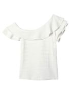 Banana Republic Womens One Shoulder Ruffle Sleeve Top - Cream