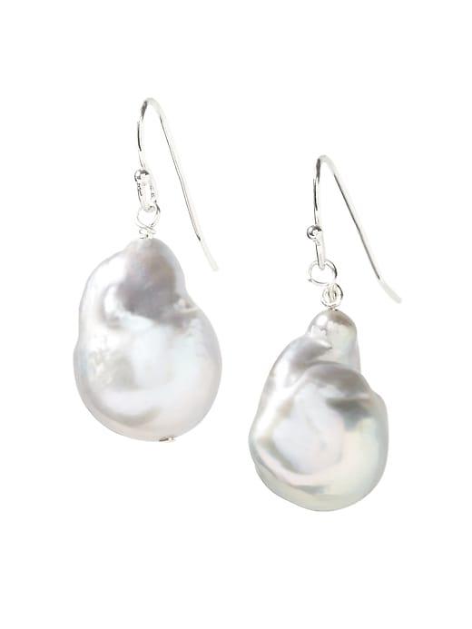 Banana Republic Womens In2 Design  ; Baroque Pearl Drop Earrings Gray Size One Size