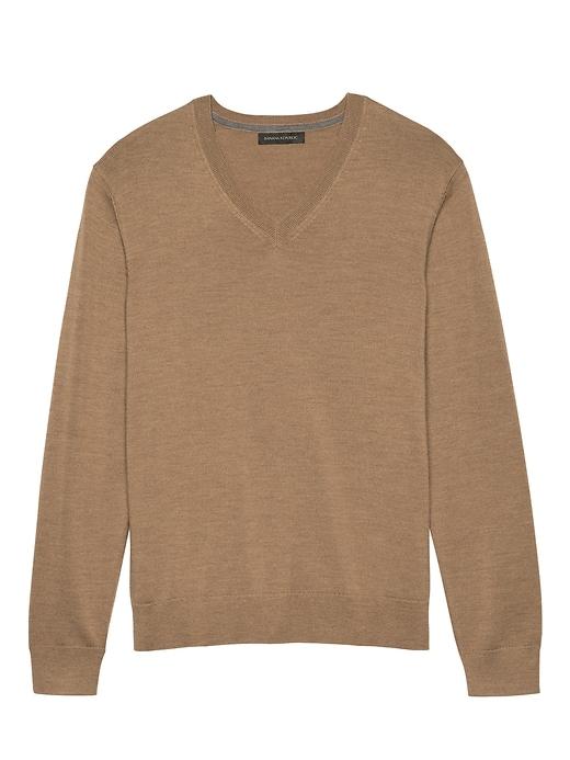 Banana Republic Mens Extra-fine Italian Merino Wool V-neck Sweater Whiskey Size S
