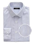 Banana Republic Mens Grant Slim-fit Non-iron Stripe Shirt Riviera Blue Size L