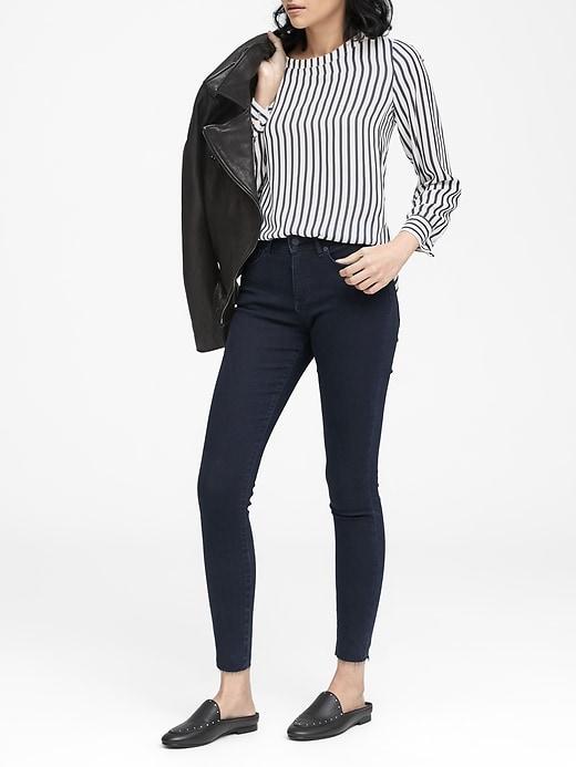 Banana Republic Petite Mid-rise Skinny-fit Raw Hem Ankle Jean