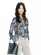 Banana Republic Womens Dillon Fit Micro Floral Blouse Size L Tall - Summer Lilac