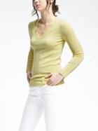Banana Republic Womens Extra Fine Merino Wool Vee Pullover - Yellow