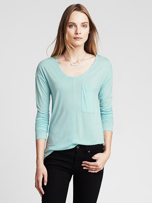 Banana Republic Drapey Pocket Tee Size S - Soft Turquoise