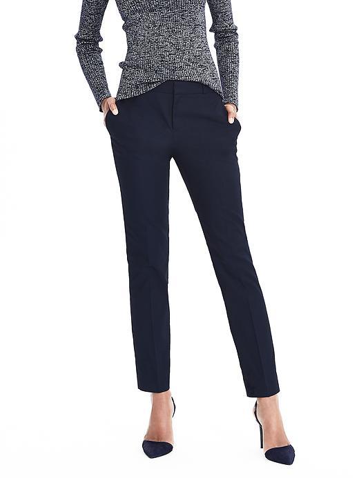 Banana Republic Womens Ryan Fit Slim Straight Jaquared Tuxedo Pant - Navy Combo