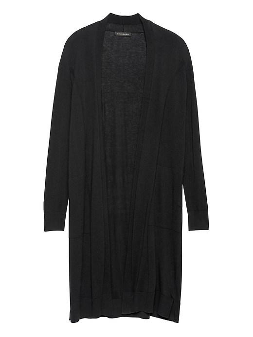 Banana Republic Womens Petite Silk Cotton Duster Cardigan Sweater Black Size L