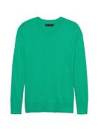 Banana Republic Womens Petite Italian Merino-blend Crew-neck Sweater Botanical Green Size Xs