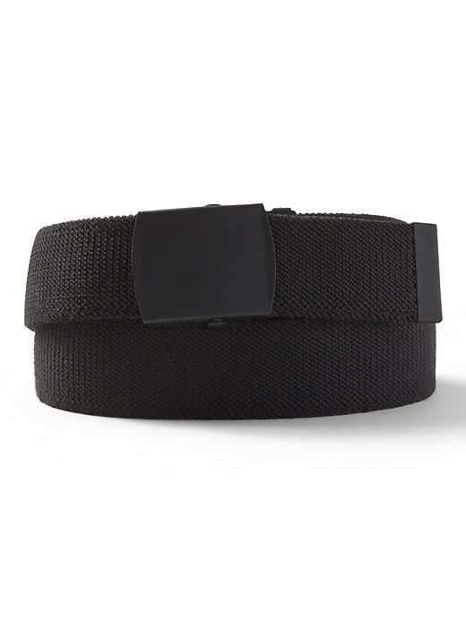 Banana Republic Mens Solid Stretch-web Plaque Buckle Belt Black Size S