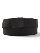 Banana Republic Mens Solid Stretch-web Plaque Buckle Belt Black Size S