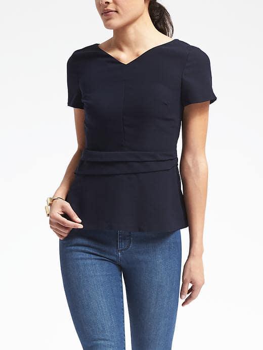 Banana Republic Easy Care Fold Waist Top - Dark Night