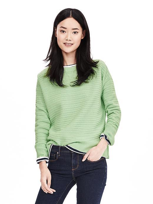 Banana Republic Womens Italian Wool Zip Sweater Pullover Size L - New Aloe