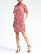 Banana Republic Womens Print Flutter Sleeve Polo Dress - White