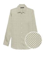 Banana Republic Womens Dillon Classic-fit Print Shirt White, Yellow & Blue Print Size Xl