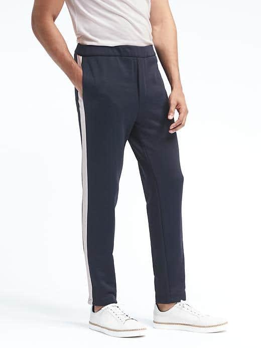 Banana Republic Mens Piped Track Pant - Navy