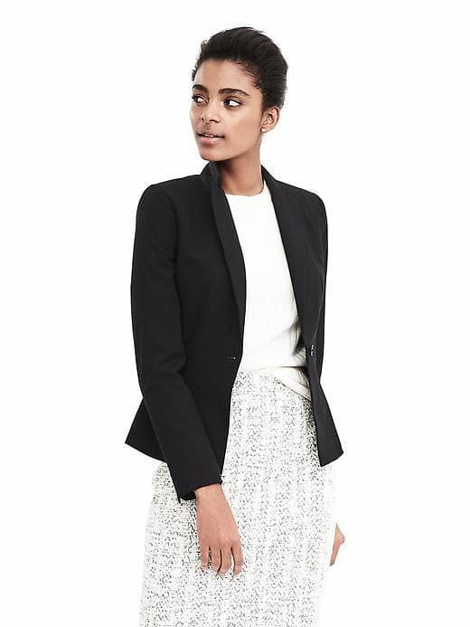 Banana Republic Womens Lightweight Wool Peplum Blazer - Black