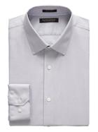 Banana Republic Mens Grant Slim-fit Non-iron Herringbone Dress Shirt Gray Size S